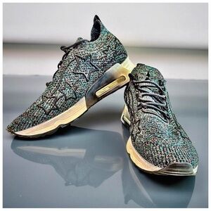 ASH Star Knit Metallic Wedge Sneakers | Euro 40 (US 9) | Designer Athleisure